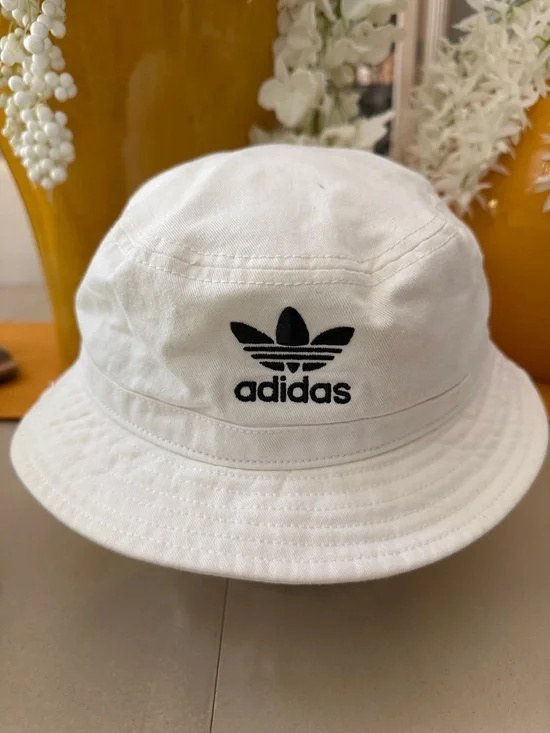 adidas White Bucket Hat with Black Trefoil Logo - Picture 6 of 8